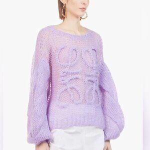LOEWE Anagram Open-knit Mohair-blend Sweater In Purple